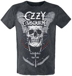 Ozzy Osbourne White Logo Männer T-Shirt Charcoal M 100% Baumwolle Band-Merch, Bands von Ozzy Osbourne