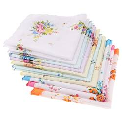 P Prettyia 10er Pack Frauen Stoff Taschentücher Blume Damentaschentücher aus 100% Baumwolle 30 cm x 30 cm von P Prettyia