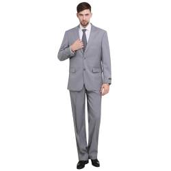 P&L Herren Premium Slim Fit 2-teiliges Business Hochzeit Abschlussball Anzug Jacke Blazer Tux & Flat Pants Set, Hellgrau, 56 von P&L