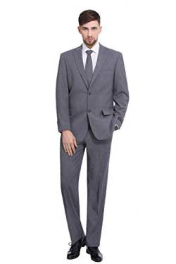 P&L Men's Suits 2-Piece Classic Fit 2 Button Office Dress Suit Jacket Blazer & Pleated Pants Set Grey von P&L