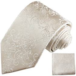 Elfenbein Hochzeitskrawatten Set 2tlg floral Krawatte + Einstecktuch Paul Malone von P. M. Krawatten