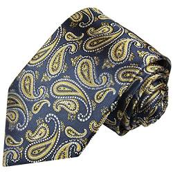 Paul Malone Krawatte blau gelbe paisley Seidenkrawatte überlange 165cm von P. M. Krawatten