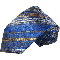 Paul Malone Krawatte blau gold gestreifte Seidenkrawatte überlange 165cm von P. M. Krawatten