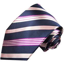Paul Malone Krawatte blau pink gestreifte Seidenkrawatte normallange 150cm von P. M. Krawatten