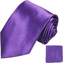 Paul Malone Krawatten Set 2tlg 100% Seidenkrawatte + Einstecktuch violett lila von P. M. Krawatten