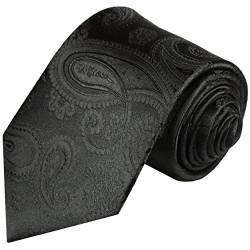 Paul Malone Schwarz Paisley XL Krawatte 100% Seidenkrawatte (Überlänge 165cm) von P. M. Krawatten