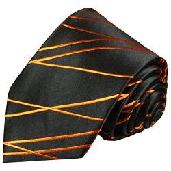 Paul Malone Schwarz orange Krawatte 100% Seidenkrawatte von P. M. Krawatten