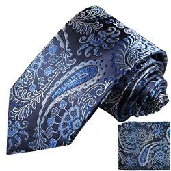 Paul Malone Seidenkrawatten Set 2tlg schmale 6cm Krawatte blau paisley + Einstecktuch (Normallange 150cm) von P. M. Krawatten
