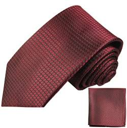 Paul Malone Seidenkrawatten Set 2tlg schmale 6cm Krawatte weinrot Waffelmuster + Einstecktuch (Normallange 150cm) von P. M. Krawatten