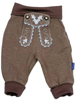 Baby Jogginghose Lederhosen Look, Braun, 100% Baumwolle, Größe 98 inkl. Autoaufkleber von P.Eisenherz