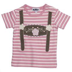 Baby Shirt rosa Tracht Ringelshirt mit Hosenträger Applikation von P.Eisenherz