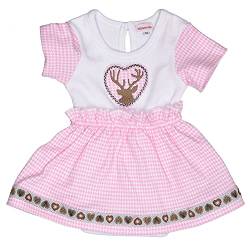 Eisenherz Babybody in Dirndl-Look Body mit Hirsch Stickerei für Mädchen, rosa/weiß, in Größe 80 von P.Eisenherz