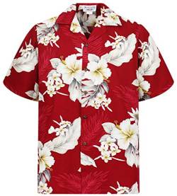 P.L.A. Pacific Legend Original Hawaiihemd, Kurzarm, Enzian, Rot, S von P.L.A.