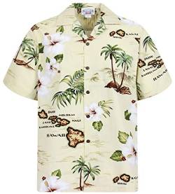P.L.A. Pacific Legend Original Hawaiihemd, Kurzarm, Island, Creme, S von P.L.A.