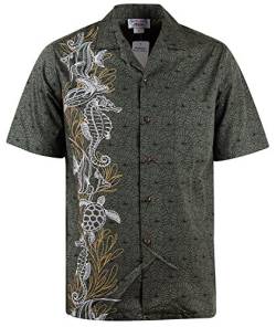 P.L.A. Pacific Legend Original Hawaiihemd, Kurzarm, Seaworld Vertikal, Khaki, S von P.L.A.