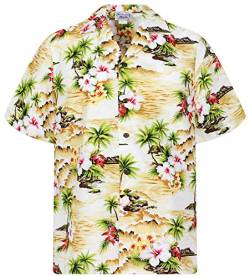 Pacific Legend Original Hawaiihemd, Kurzarm, Welle, Beige, XL von P.L.A.