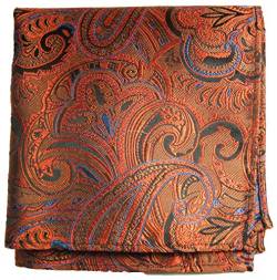 Paul Malone Herren Einstecktuch Seidentuch orange paisley von P.M. Einstecktuch