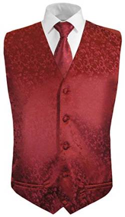 Festliche Jungen Anzug Weste mit Krawatte 2tlg Bordeaux rot floral für Kinderanzug 116-122 (6 Jahre) von P.M. Kinderwesten
