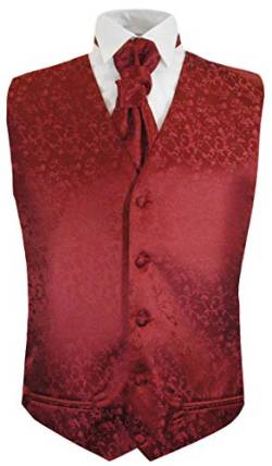 Festliche Jungen Anzug Weste mit Plastron 2tlg Bordeaux rot floral für Kinderanzug 134-140 (10 Jahre) von P.M. Kinderwesten