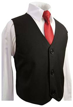 Kinder Anzug Weste für Jungen festlich 3tlg schwarz + Hemd + Krawatte Gr.14 von P.M. Kinderwesten