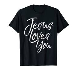 Christian Evangelism Quote Gift for Women Jesus Loves You T-Shirt von P37 Design Studio Jesus Shirts