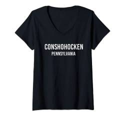 Damen CONSHOHOCKEN PENNSYLVANIA PA USA Patriotischer Vintage-Sport T-Shirt mit V-Ausschnitt von PA Love American Men Women Patriot Home City Gifts