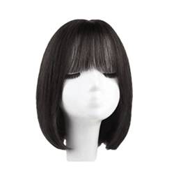 bequeme Perücke Natürliche Perücken, kurze lockige, gewellte Bob-Perücke mit Air Bangs, kurze Perücken für Frauen für den täglichen Cosplay-Look, 30 cm elegant von PAASHE