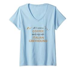 Cute Coffee & My Italian Greyhound. T-Shirt mit V-Ausschnitt von PABLO'S PAW PRINTS