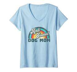 Damen Funny Anti-Social Dog Mom, Dog Mama Club T-Shirt mit V-Ausschnitt von PABLO'S PAW PRINTS