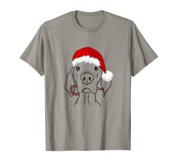 Funny Vizsla in Santa hat with candy cane - Vizsla Christmas T-Shirt von PABLO'S PAW PRINTS