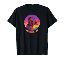 Herren Funny Airedale Dad Airedale Terrier Dad retro sunset T-Shirt von PABLO'S PAW PRINTS