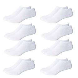 PACKO SOCKS Herren-Socken, atmungsaktiv, dünn, Baumwolle, niedrig geschnitten, feuchtigkeitsableitend, passend für Schuhgrößen 36-47, 8 Paar - Weiß - Large von PACKO SOCKS