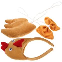 3 Stück Huhn 3D-Tierkostüm Henne Küken Stirnband Kopfschmuck Fliege Set Für Ostern Geburtstagsparty Dress Up Cosplay Zubehör von PACKOVE