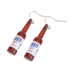PACKOVE 1 Paar Ohrringe Schlüsselanhänger Bierflasche Figurenanhänger aus Harz hängende Ohrtropfen eleganter Ohrschmuck Charme Wasserflasche Taschenanhänger von PACKOVE
