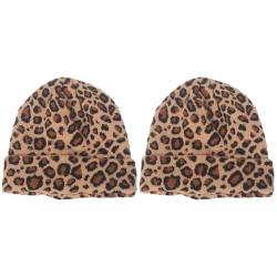 PACKOVE 2 Stück Strickmütze Damen Warmer Hut Damen Mütze Mit Leopardenmuster Frau Strickmütze Mütze Leopard Mütze Modischer Tierhut von PACKOVE