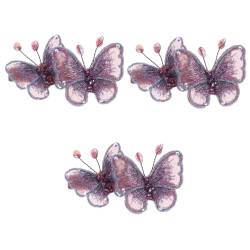 PACKOVE 3 Stk Schmetterlings-Haarnadeln Haarklammer Kopfschmuck aus Kristall Haarspangen haarschmuck Tiara Stickerei Haarspange dicht Kopfbedeckung Horizontaler Clip Fräulein Violett von PACKOVE