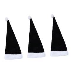 PACKOVE 3 Stk Schwarze Plüschmütze Plüsch Weihnachtsmützen Weihnachtskostüm Schwarzer Hut Weihnachten Plüschkegelhut Weihnachts-pom-pom-kegelhut Schwarzer Plüsch Optional Männer Und Frauen von PACKOVE