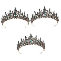 PACKOVE 3st Krone Retro-kleidung Abschlussball-stirnband Prinzessinnenkostüm Haarschmuck Für Mädchen Schwarze Tiara Goldene Kopfbedeckung Barocke Tiara Strass Bar Mizwa Hochzeit Fräulein von PACKOVE