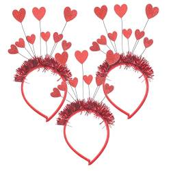 PACKOVE 3st Liebe Stirnband Stirnband Romantische Haarreifen Rotes Herzkopf-bopper-stirnband Valentinstag Stirnband Boppers Herz Haarreifen Fräulein Pu-leder Mädchen Dekorative Gegenstände von PACKOVE