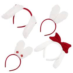 PACKOVE 4 Hasenohr Stirnband Tier Hasenohren Party Kopfschmuck Stirnband mit Hasenohren für Jahr tierhaarreifen fasching haarschmuck tierische stirnbänder Plüschhase Mädchen von PACKOVE