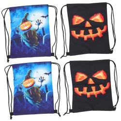 PACKOVE 4 Stück Kürbiskopf-Rucksack Aufbewahrungstasche Für Halloween Geschenktüten Für Kinder Kürbisbeutel Mit Kordelzug Halloween-Sack-Tasche Kekstüte Wasserdicht Polyester Damen Netz von PACKOVE