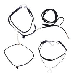 PACKOVE 4-Teiliges Set schwarze Halskette für Frauen Chokerhalsketten für Frauen Quaste damen anzug eine Halskette Halsschmuck frauen halsband Krawatte Anhänger Blinddarm von PACKOVE