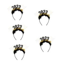 PACKOVE 5st 2023 Neujahrsstirnband Modische Stirnbänder Für Damen Neujahr Verkleiden Kostüm Neues Jahr Kopf Bopper Weihnachtskopfschmuck 2023 Partygeschenke 2023 Tiara Stoff Kind Hut Haar von PACKOVE