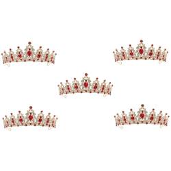 PACKOVE 5st Krone Goldenes Stirnband Hochzeitsdekorationen Strass-stirnbänder Rote Haaraccessoires Frauen-tiara Kristall-haarschmuck Zubehör Abs Braut Barock- Zink Legierung Strasssteine von PACKOVE