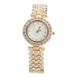 PACKOVE Anschauen Armbanduhr Diamantuhren für Damen Lederriemen Geschenk Damenuhren goldene Uhr für Damen goldene Diamantuhr Mode schmücken Fräulein Normaler Glasspiegel von PACKOVE