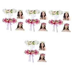 PACKOVE Brautkopfschmuck Für Die Hochzeit 8 Stk Stirnband Girlande Haarband Haarschmuck Stirnbänder Braut Künstlich Große Rose Stoff Florales Stirnband von PACKOVE