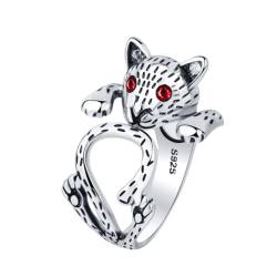 PACKOVE Geschenk für Frauen Katze Diamantring Katze Ringe Schmuck Katzenring Ring Katze Ehering vintage rings damenringe Metall Ring Frauenringe die Katze Zirkon Fräulein von PACKOVE