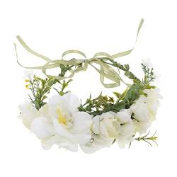 PACKOVE Girlande Stirnband Blumenstirnband Für Frauen Brautblumenkränze Blumen- Rosenhaarkränze Brautblumengirlande Damen Stirnbänder Braut Haarkranz Stoff Strandresort Böhmen Zubehör von PACKOVE