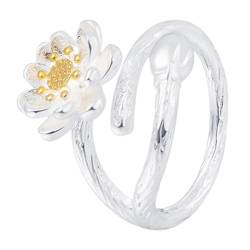 PACKOVE Lotusring Ehering aus Silber Ringe ästhetisch Brautringe silberne Girlande Ringe für jugendliche Mädchen Statement-Ring einstellbar Kranz Schmuck Fräulein Kupfer von PACKOVE