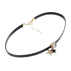 PACKOVE fünfzackiges Sternhalsband Halskette personalisierte birthday chrismas frstival Stern-Anhänger Kettenanhänger Halsband fallen lassen Kette für Frauen sexy Tragegurt Südkorea Leder von PACKOVE